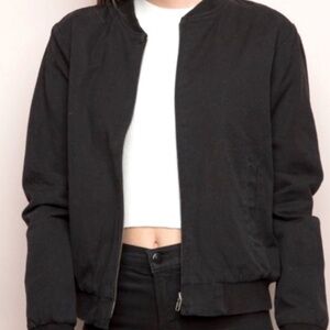 Brandy Melville black zip up cotton jacket.  Pockets. EUC